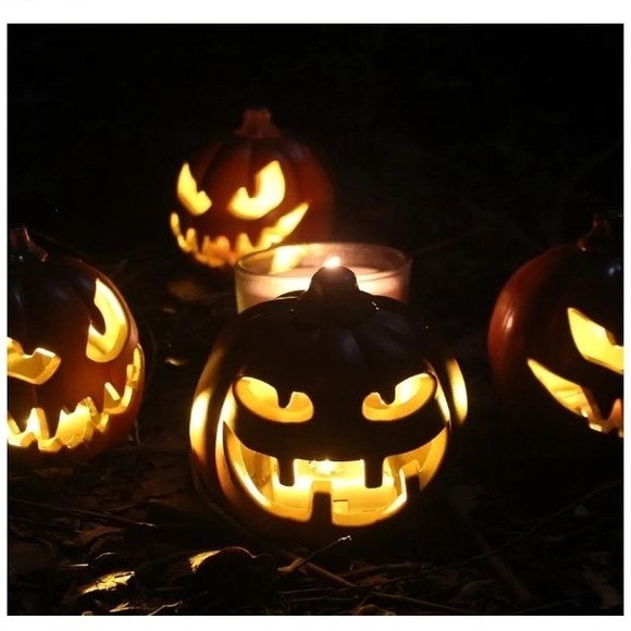 Halloween Pumpkin Lanterns With LED Set Of 2 NWOT - Picture 1 of 5
